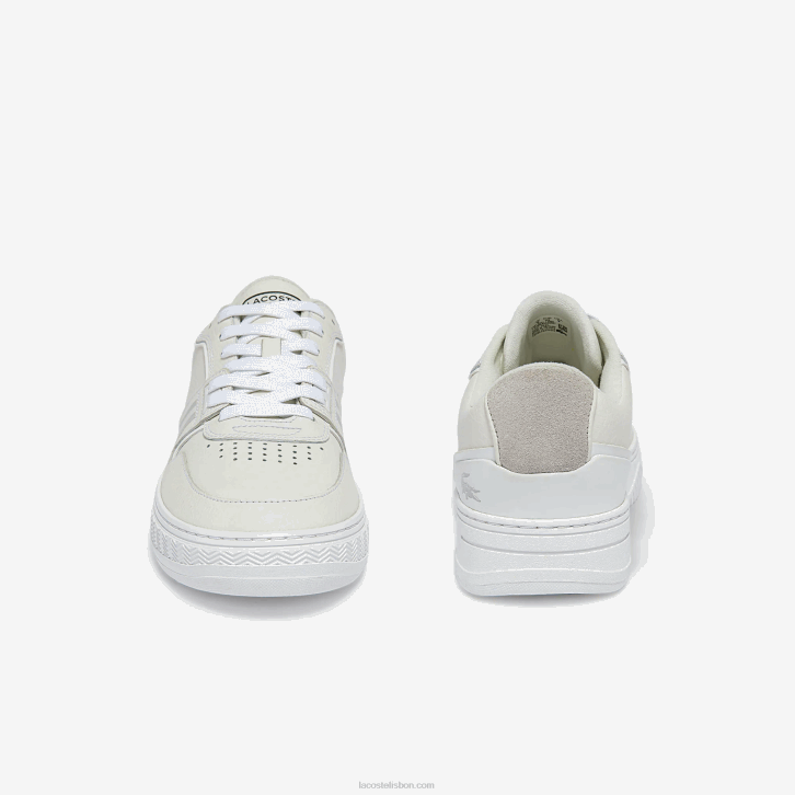 homens Lacoste branco e off white 65t l001 tênis de couro 08D01839