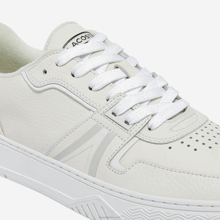 homens Lacoste branco e off white 65t l001 tênis de couro 08D01839