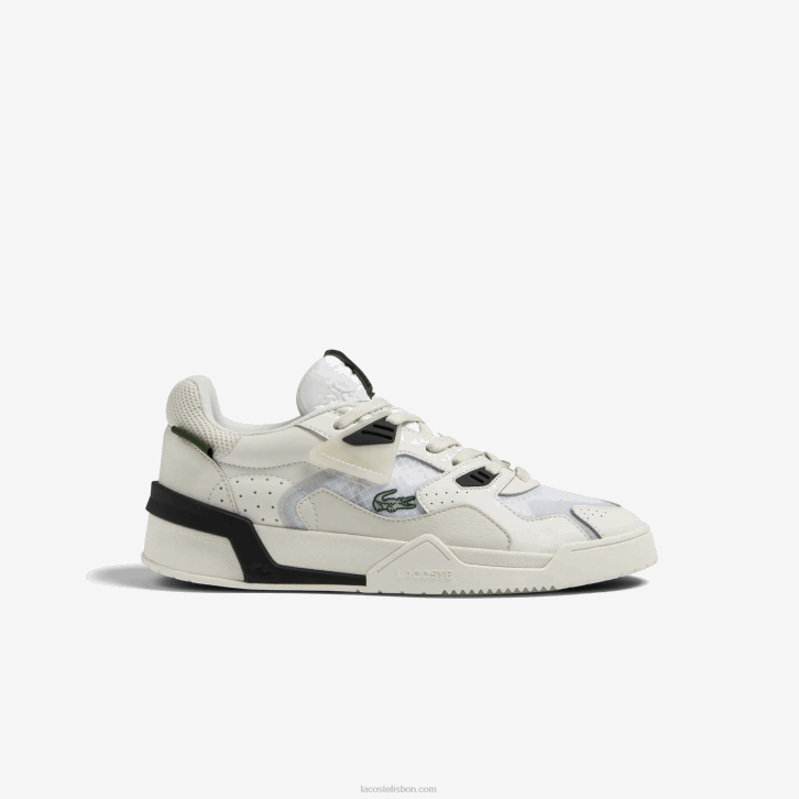 homens Lacoste branco e off white 65t tênis de couro lt125 08D01730