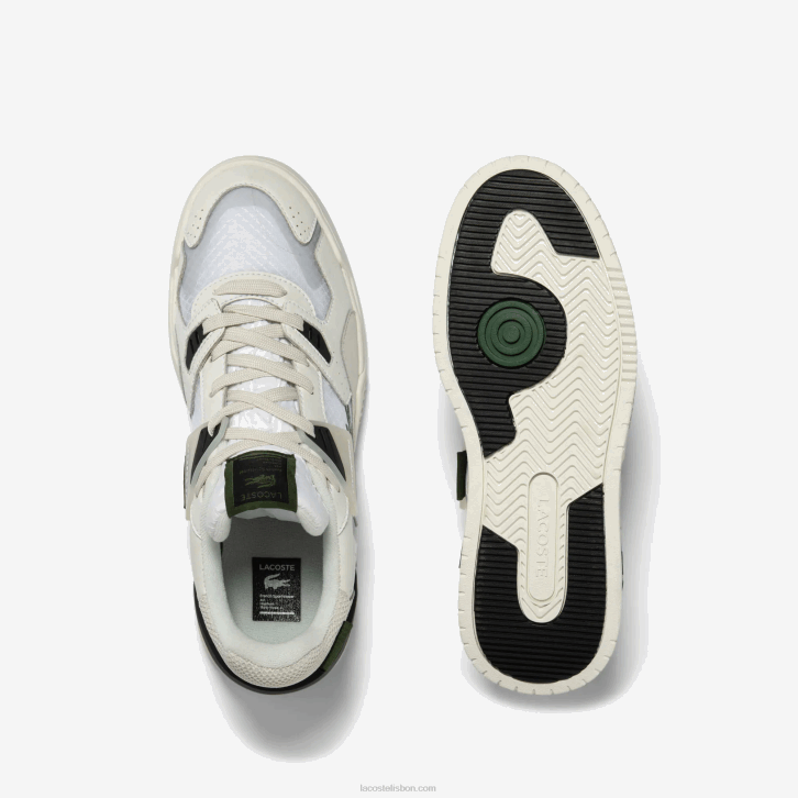 homens Lacoste branco e off white 65t tênis de couro lt125 08D01730