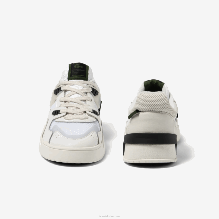 homens Lacoste branco e off white 65t tênis de couro lt125 08D01730
