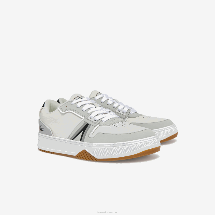 homens Lacoste branco e preto 147 tênis color pop l001 de couro 08D01830