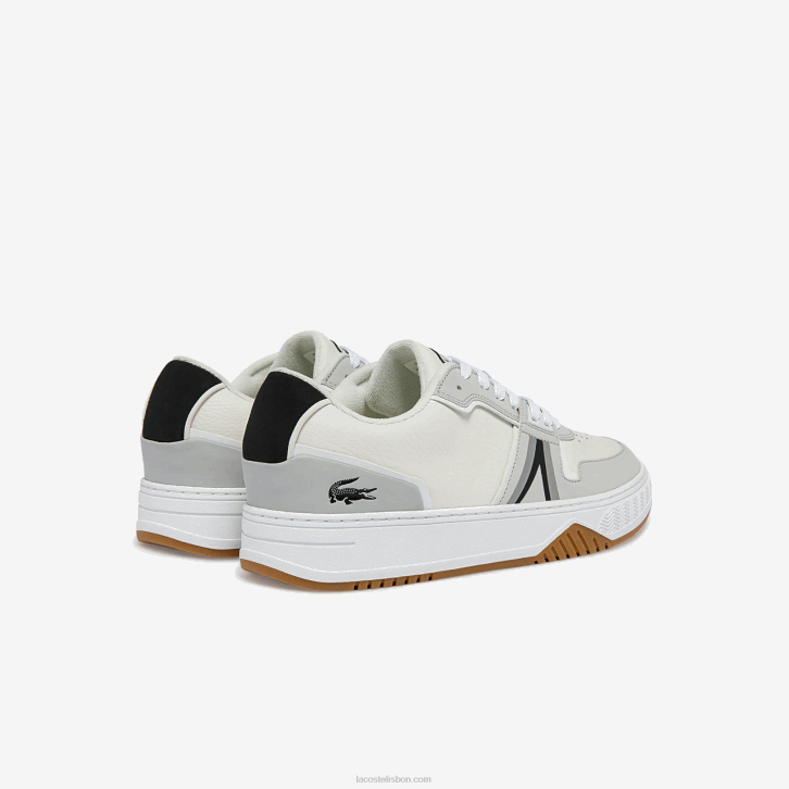 homens Lacoste branco e preto 147 tênis color pop l001 de couro 08D01830