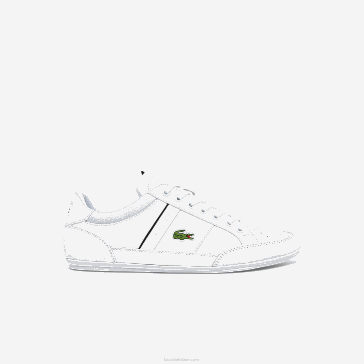 homens Lacoste branco e preto 147 tênis sintético e couro chaymon 08D01724