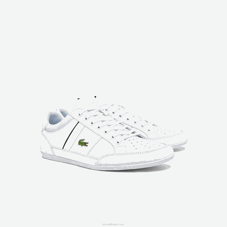 homens Lacoste branco e preto 147 tênis sintético e couro chaymon 08D01724