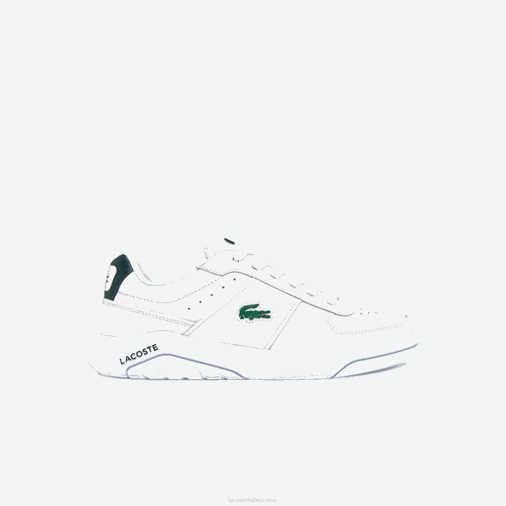 homens Lacoste branco e verde escuro 1r5 tênis de couro game advance 08D01916