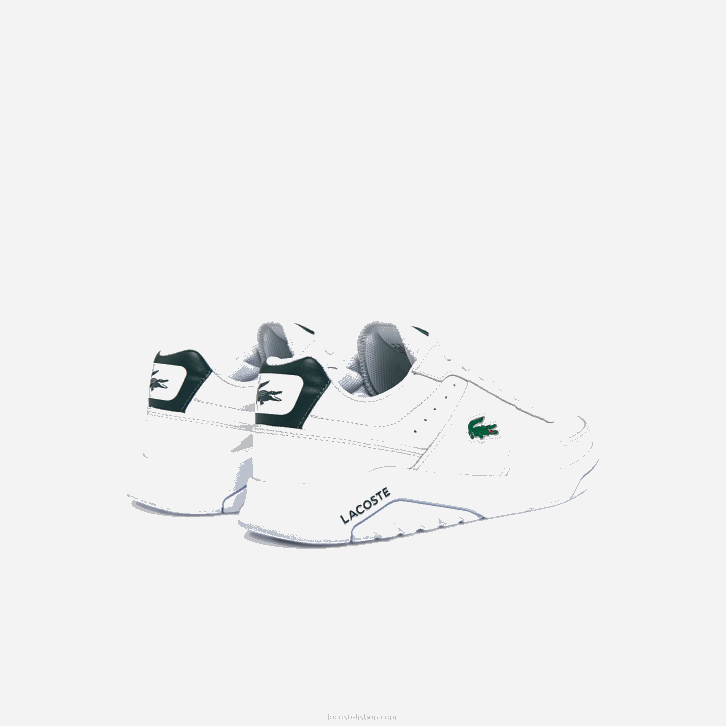 homens Lacoste branco e verde escuro 1r5 tênis de couro game advance 08D01916