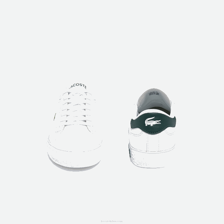 homens Lacoste branco e verde escuro 1r5 tênis de couro powercourt 08D01806