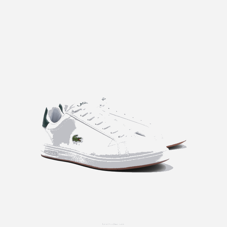 homens Lacoste branco e verde escuro 1r5 tênis de couro profissional graduado 08D01910