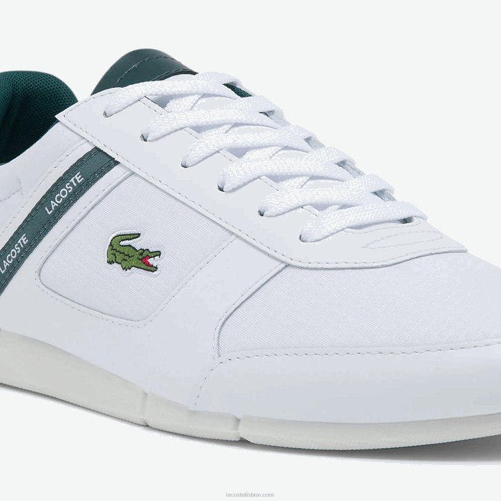 homens Lacoste branco e verde escuro 1r5 tênis menerva esporte têxtil e couro 08D01700