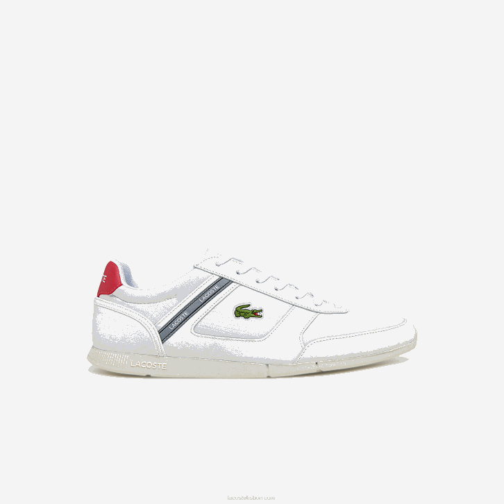 homens Lacoste branco e vermelho 286 Menerva Tênis esportivo com detalhes em couro e tecido 08D01704