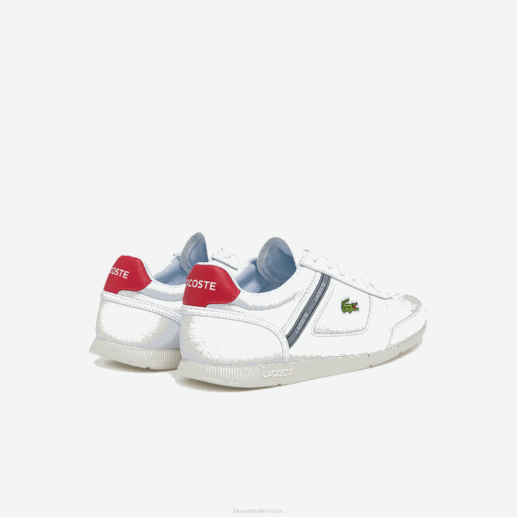 homens Lacoste branco e vermelho 286 Menerva Tênis esportivo com detalhes em couro e tecido 08D01704