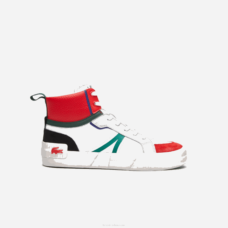 homens Lacoste branco e vermelho 286 l004 tênis mid couro 08D01794