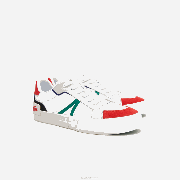 homens Lacoste branco e vermelho 286 tênis color pop l004 de couro 08D01890