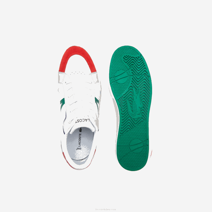 homens Lacoste branco e vermelho 286 tênis color pop l004 de couro 08D01890