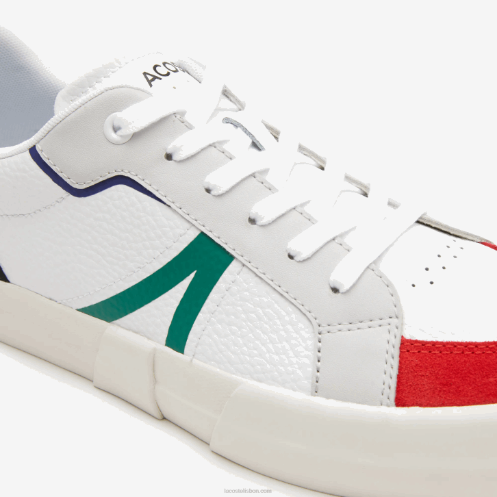 homens Lacoste branco e vermelho 286 tênis color pop l004 de couro 08D01890
