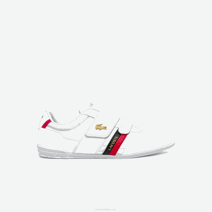 homens Lacoste branco e vermelho 286 tênis com tira misano couro e sintético 08D01878