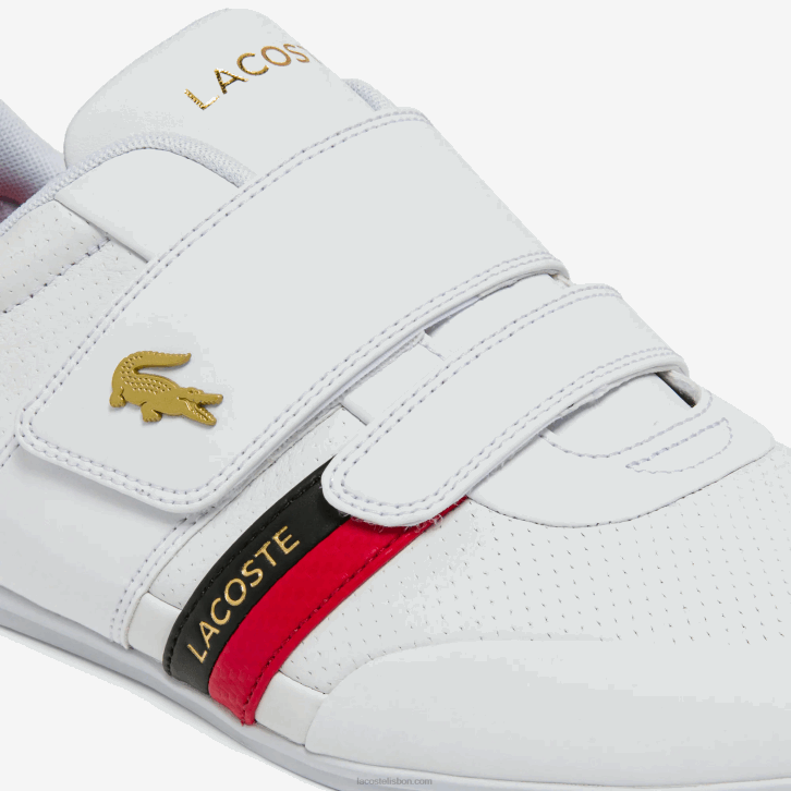 homens Lacoste branco e vermelho 286 tênis com tira misano couro e sintético 08D01878