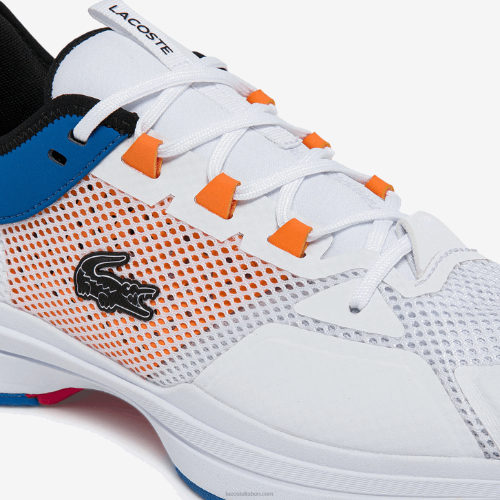 homens Lacoste branco laranja 1u2 ag-lt21 tênis têxtil e sintético 08D01866