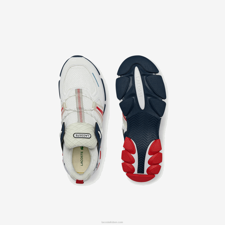 homens Lacoste branco/marinho e vermelho 407 l003 sapatilhas têxteis 08D01799
