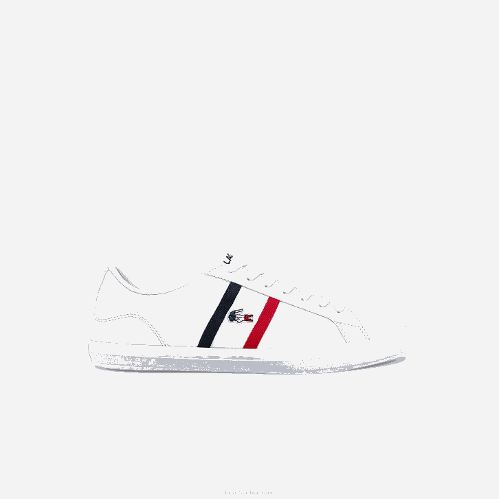 homens Lacoste branco/marinho e vermelho 407 tênis lerond tricolore couro e sintético 08D01914