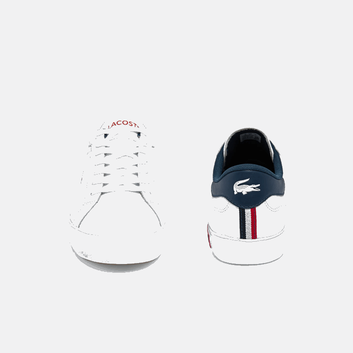 homens Lacoste branco/marinho e vermelho 407 tênis tricolor de couro powercourt 08D01858