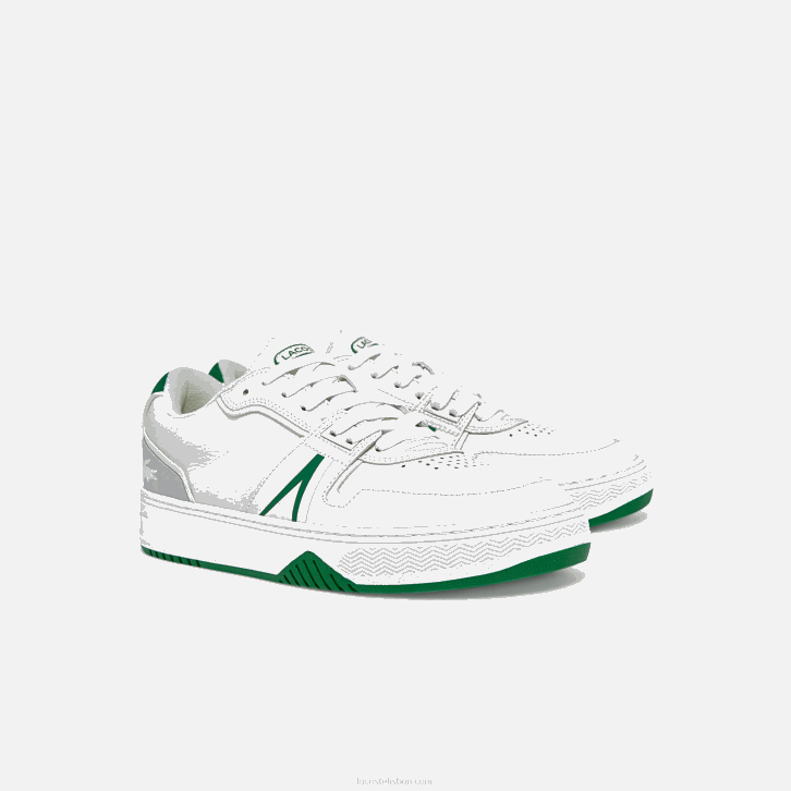 homens Lacoste branco/verde 082 l001 tênis de couro 08D01840