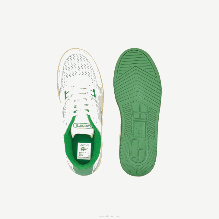 homens Lacoste branco/verde 082 l001 tênis salto pop de couro 08D01745