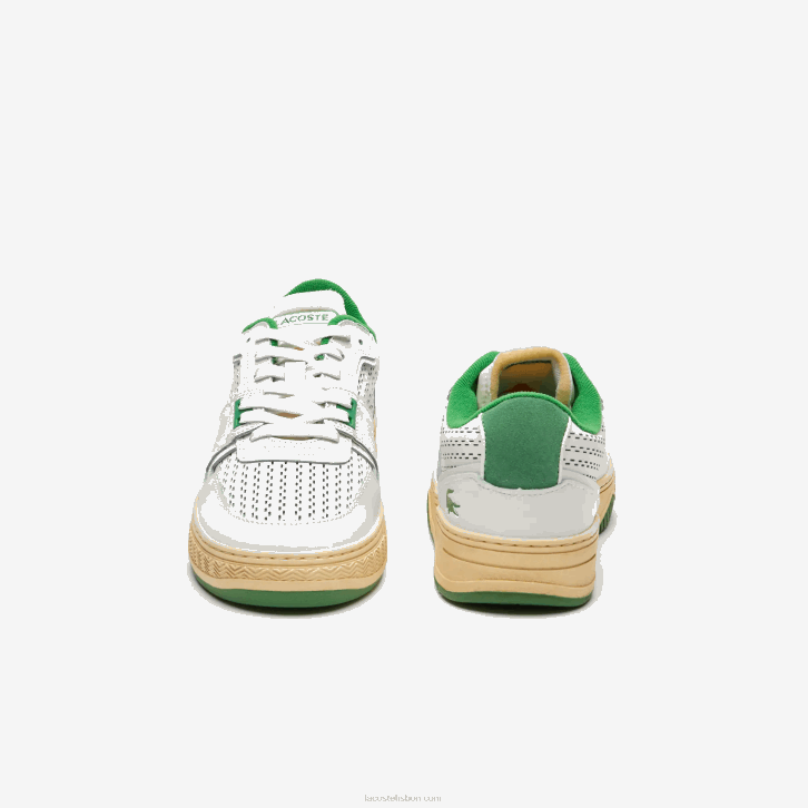 homens Lacoste branco/verde 082 l001 tênis salto pop de couro 08D01745