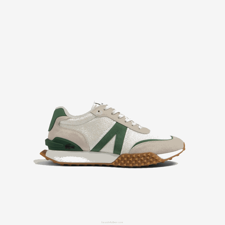 homens Lacoste branco/verde 082 tênis l-spin luxo em couro 08D01738