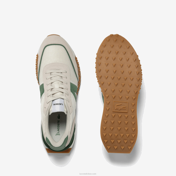 homens Lacoste branco/verde 082 tênis l-spin luxo em couro 08D01738