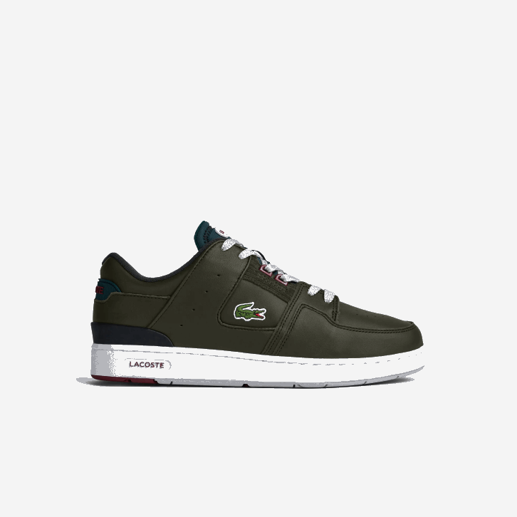 homens Lacoste cáqui e branco 255 tênis de contraste de cor de couro de gaiola de tribunal 08D01705