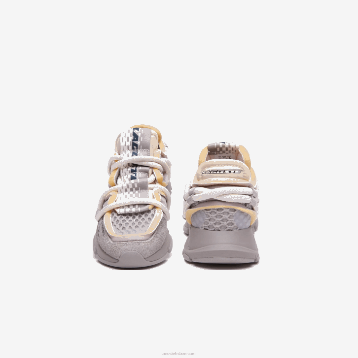 homens Lacoste cinza branco 1e7 tênis l003 active para passarela têxtil 08D01732