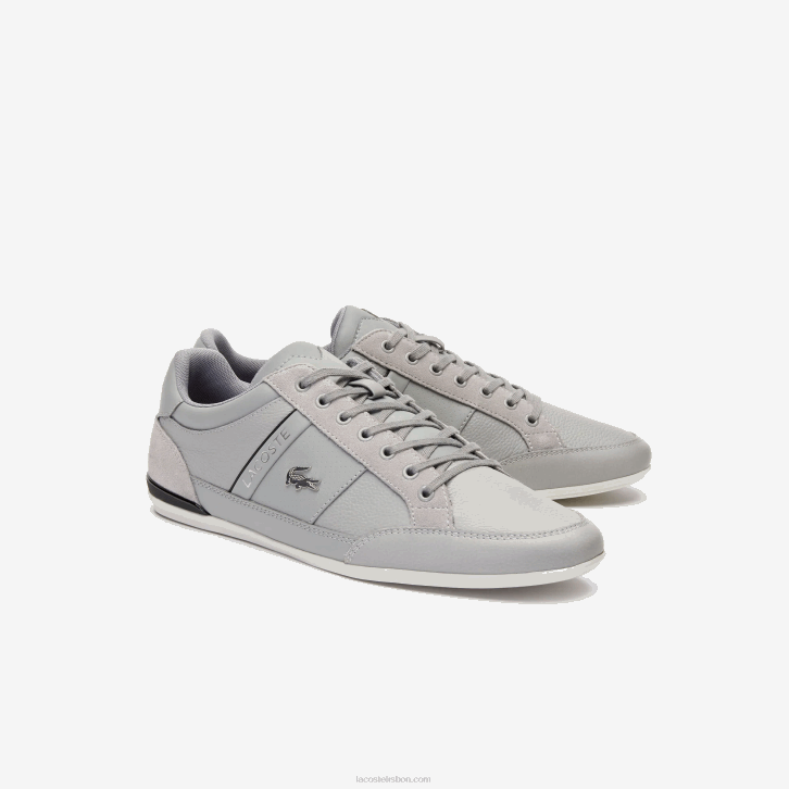 homens Lacoste cinza preto 276 tênis de couro chaymon 08D01709