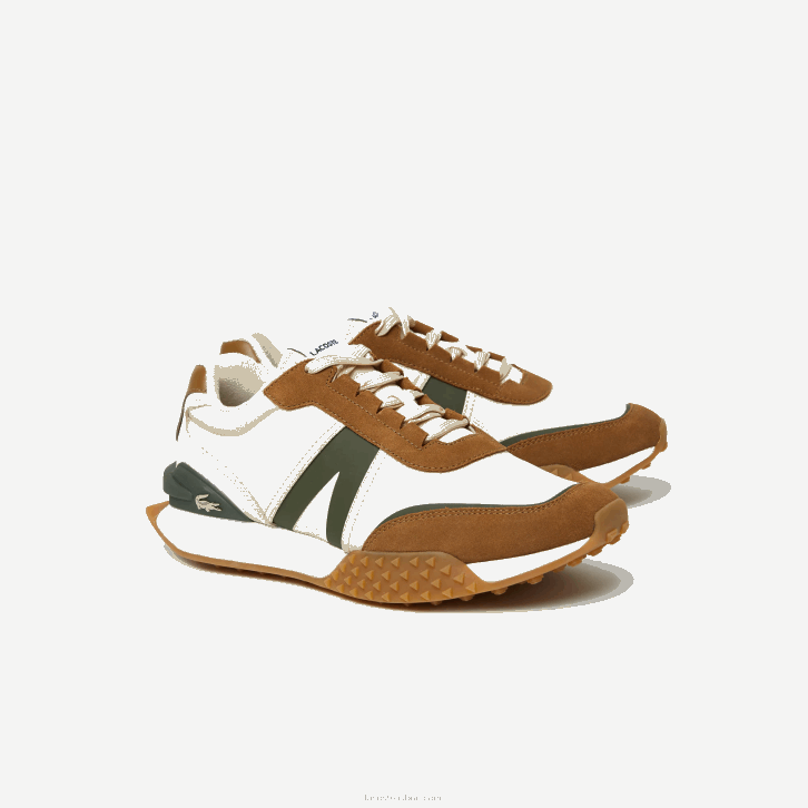 homens Lacoste goma bronzeada tg5 l-spin deluxe couro de inverno e sapatos ao ar livre têxteis 08D01782