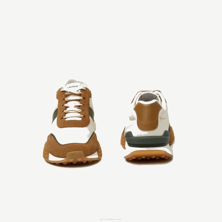 homens Lacoste goma bronzeada tg5 l-spin deluxe couro de inverno e sapatos ao ar livre têxteis 08D01782