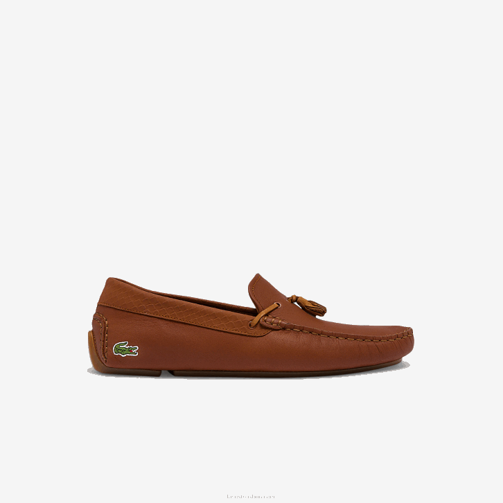 homens Lacoste goma marrom 524 Piloter sapato de corrida em couro com tassel 08D01843
