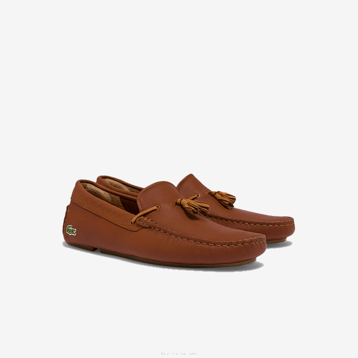 homens Lacoste goma marrom 524 Piloter sapato de corrida em couro com tassel 08D01843