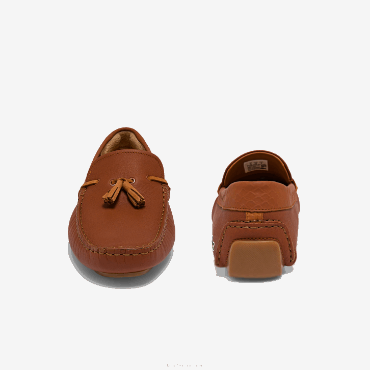 homens Lacoste goma marrom 524 Piloter sapato de corrida em couro com tassel 08D01843