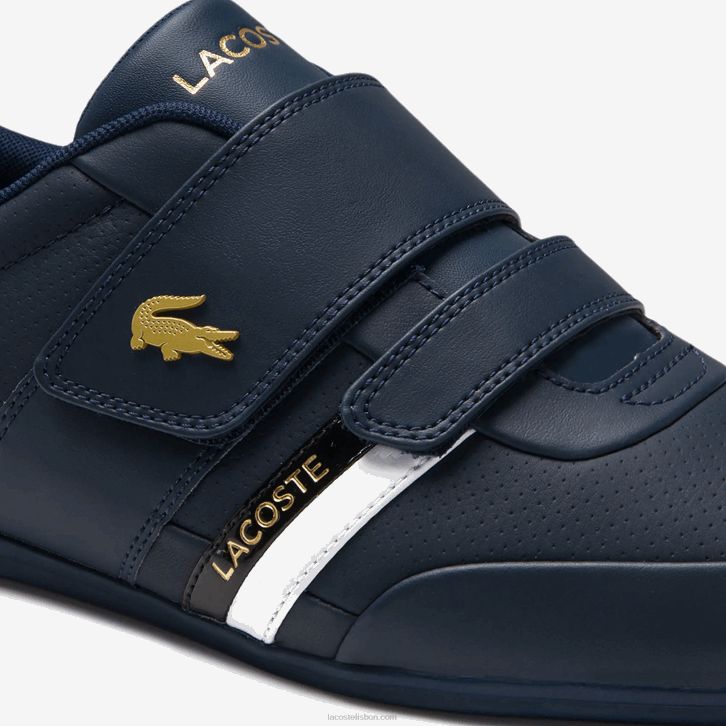 homens Lacoste marinha nb0 tênis com tira misano couro e sintético 08D01879