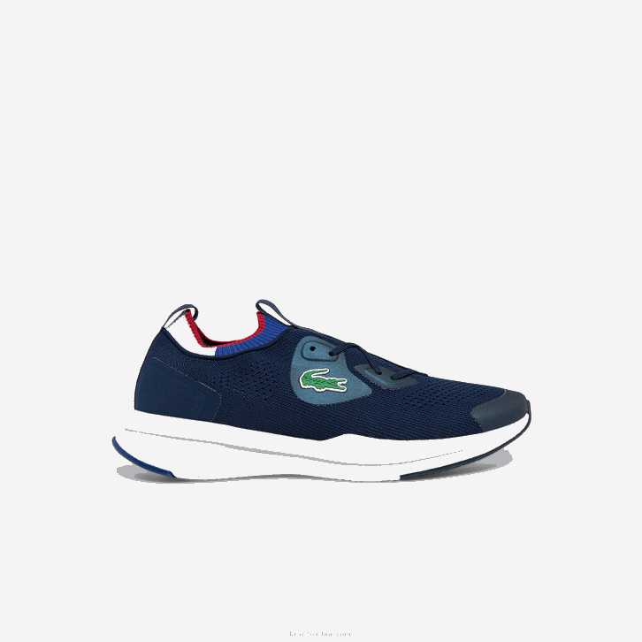 homens Lacoste marinho e branco 092 tênis de tecido de malha run spin 08D01862