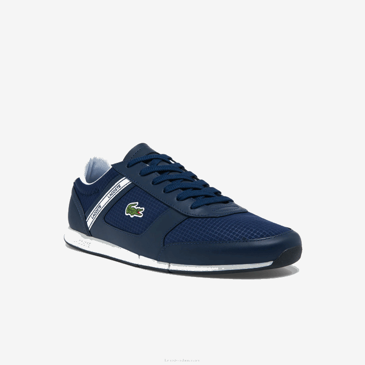 homens Lacoste marinho e branco 092 tênis menerva esporte têxtil e couro 08D01699