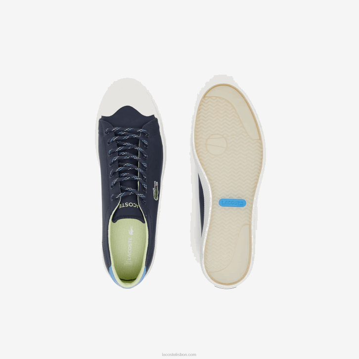 homens Lacoste marinho e off white j18 tênis gripshot de couro e camurça 08D01899