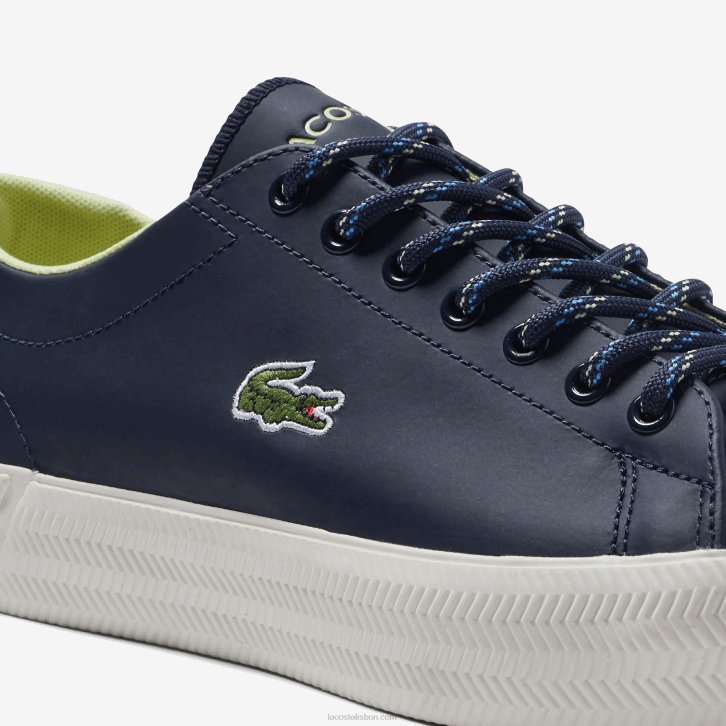 homens Lacoste marinho e off white j18 tênis gripshot de couro e camurça 08D01899