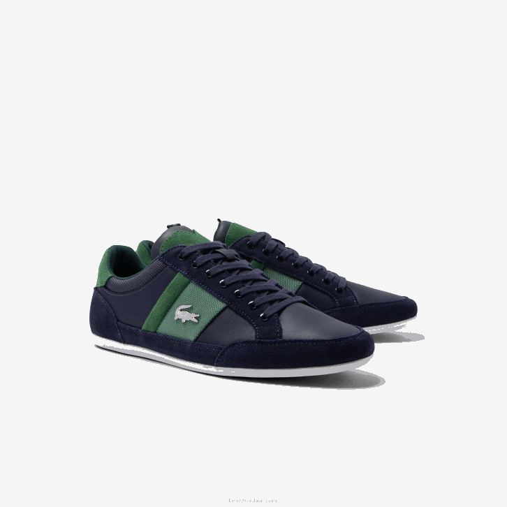 homens Lacoste marinho e verde 2s3 tênis de couro chaymon 08D01735