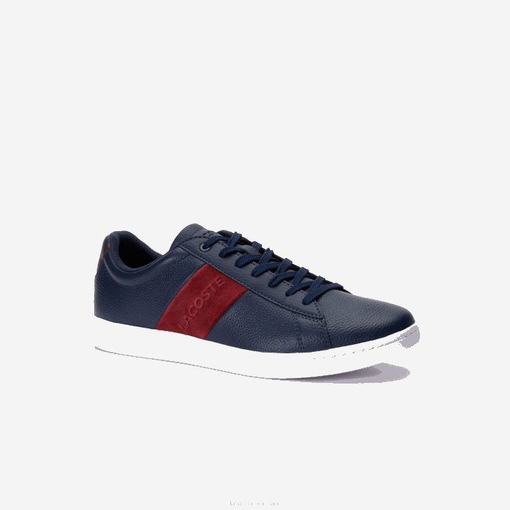 homens Lacoste marinho e vermelho escuro 5a5 tênis carnaby evo couro e camurça 08D01717