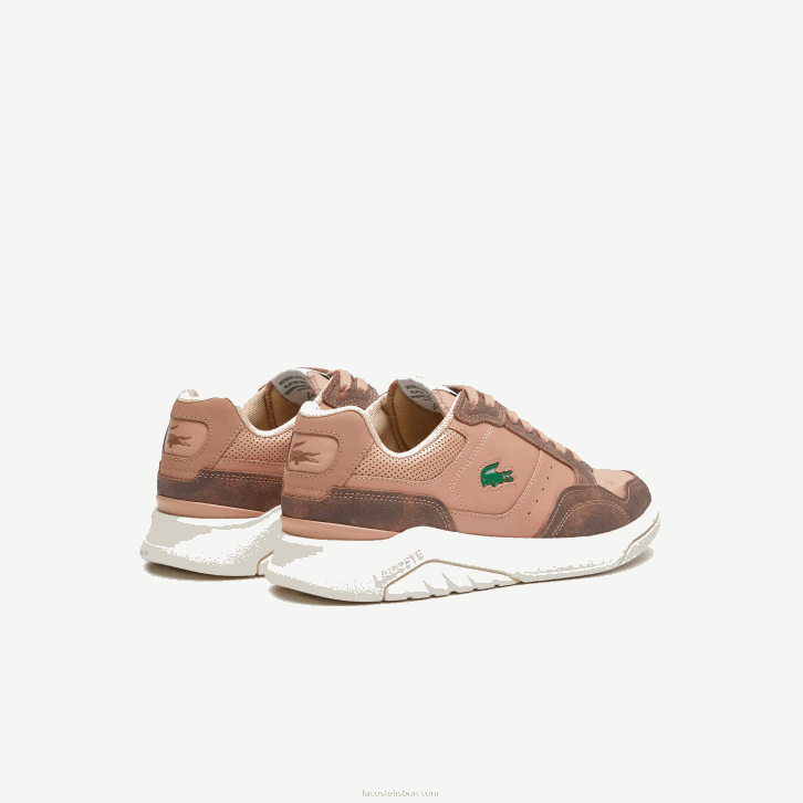 homens Lacoste marrom branco 2c3 Tênis game advance luxo em couro 08D01902