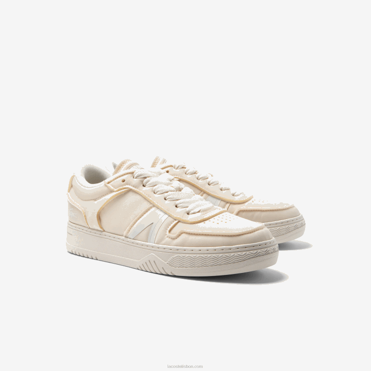 homens Lacoste off white 18c l001 sapatilhas têxteis trabalhadas 08D01746
