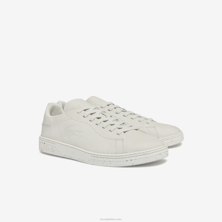 homens Lacoste off white 18c tênis de couro tribunal zero 08D01873