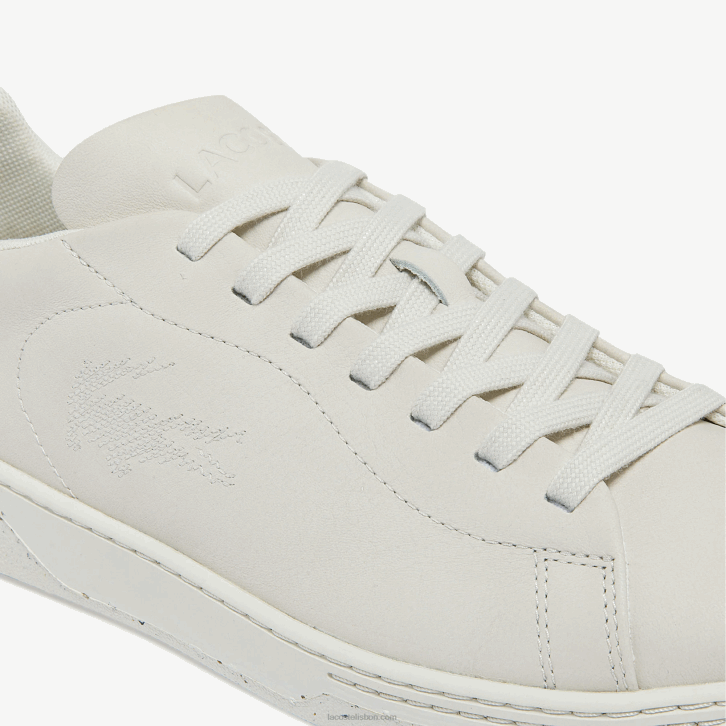 homens Lacoste off white 18c tênis de couro tribunal zero 08D01873